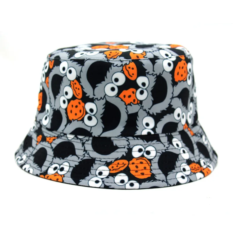 Beach Travel Fisherman Hat Lovely Cartoon Sesame Street Bucket Hats Custom Outdoor Printed Caps Wholesale Party Gift Anime Cap