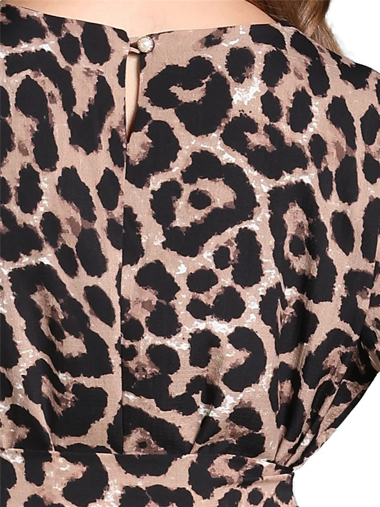 
KEYIDI Islamic Dubai Muslim Women Leopard long Dress With Belt 