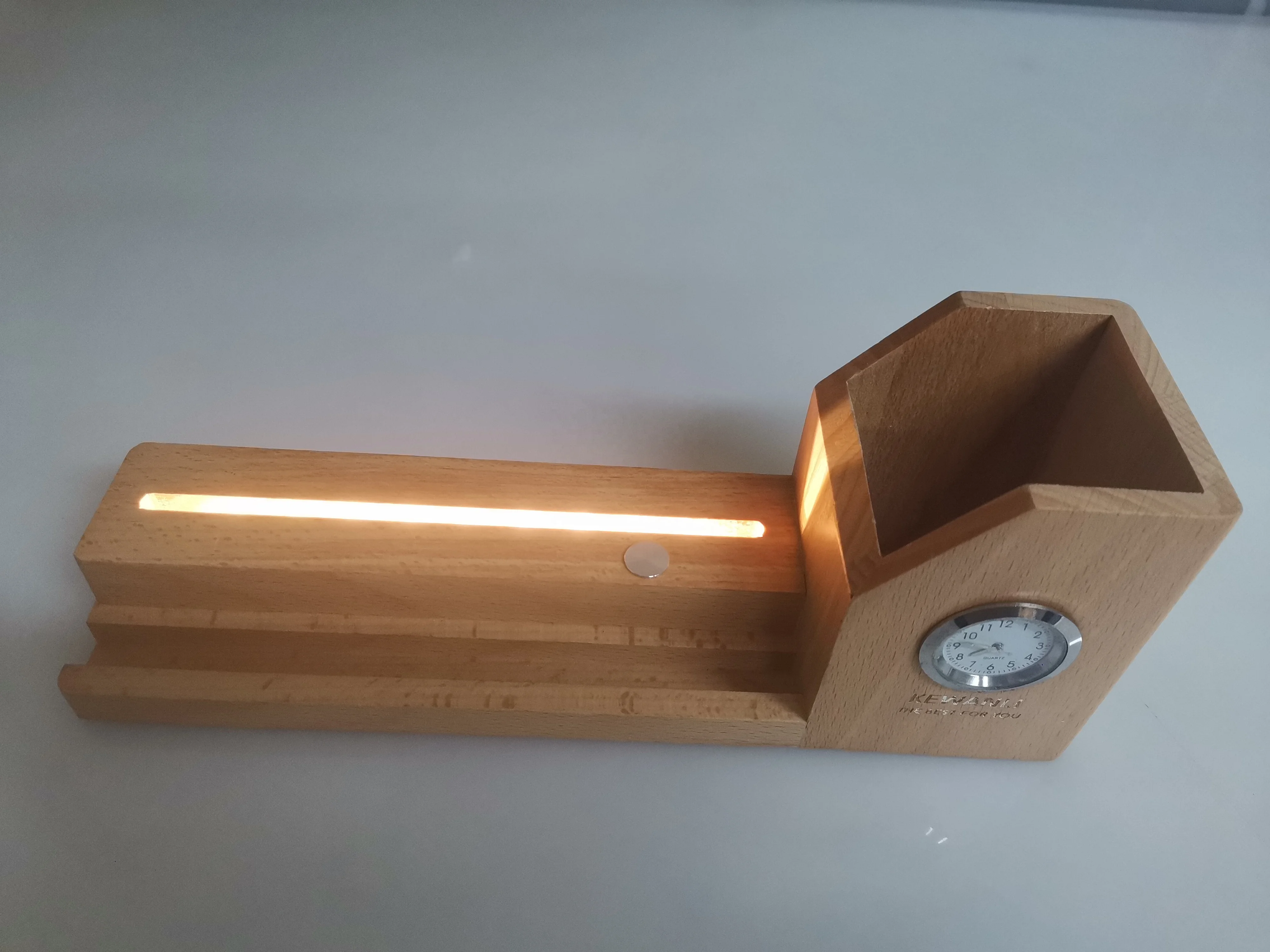 Multifunctional LED Night Light with Calendar, Pen Holder, Clock, Warm White Touch Sensor Switch, Rechargeable Battery Operated