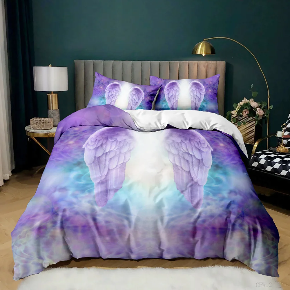 Angel wings 3d printed microfiber fabric duvet covers fashion bedding set