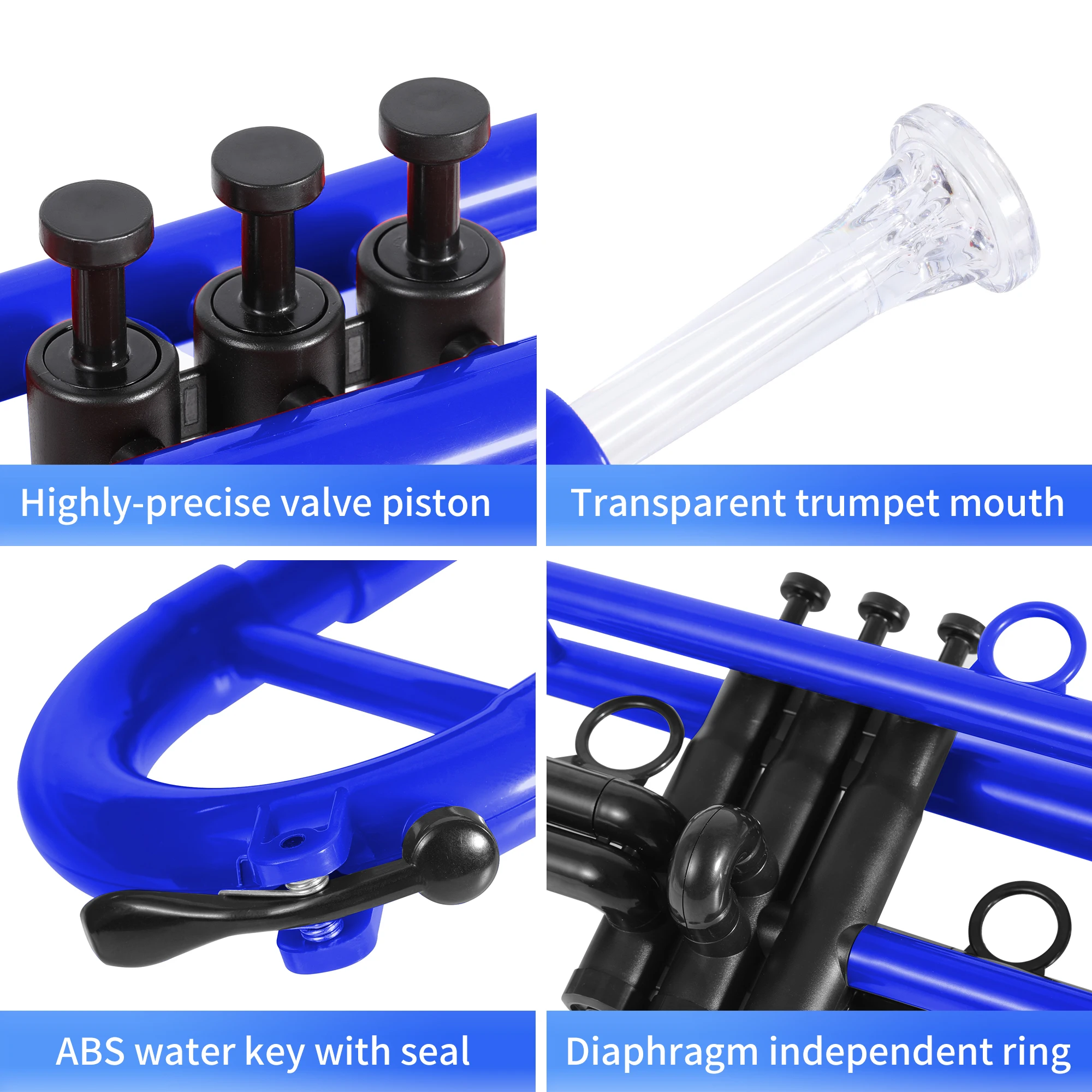 Wholesale Cheap Plastic Trumpet Bb with Carrying Bag Trompeta for Beginners Embouchure Practice Mirror for Brass Equipment