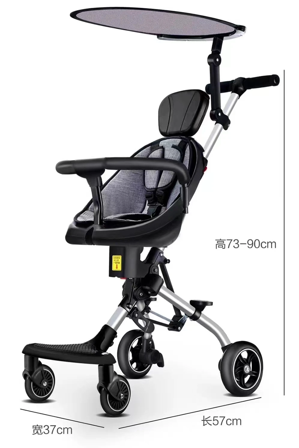 Adjustable Handle Lightweight Portable Rattan Pram Buggy Foldable 2-in-1 Alloy Frame for 3-Year-Olds