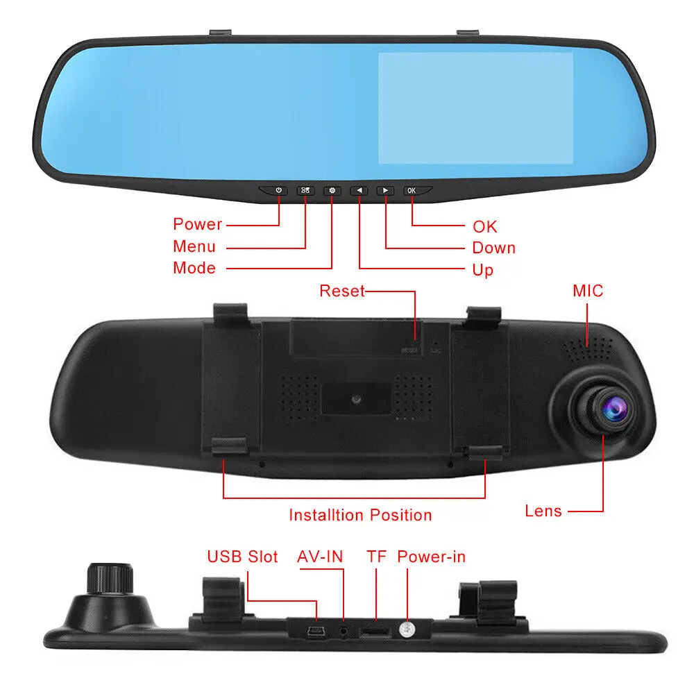 Top selling Car video driving recorder 1080p hd dual camera car dvr 4.3 inch dash cam car black box
