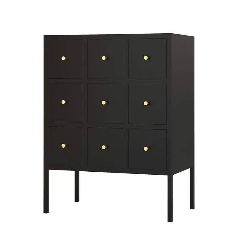 Furniture Living Room Bedroom Solid Color Large Capacity Dustproof Nine Drawer Type Storage Steel Locker Side Display Cabinet