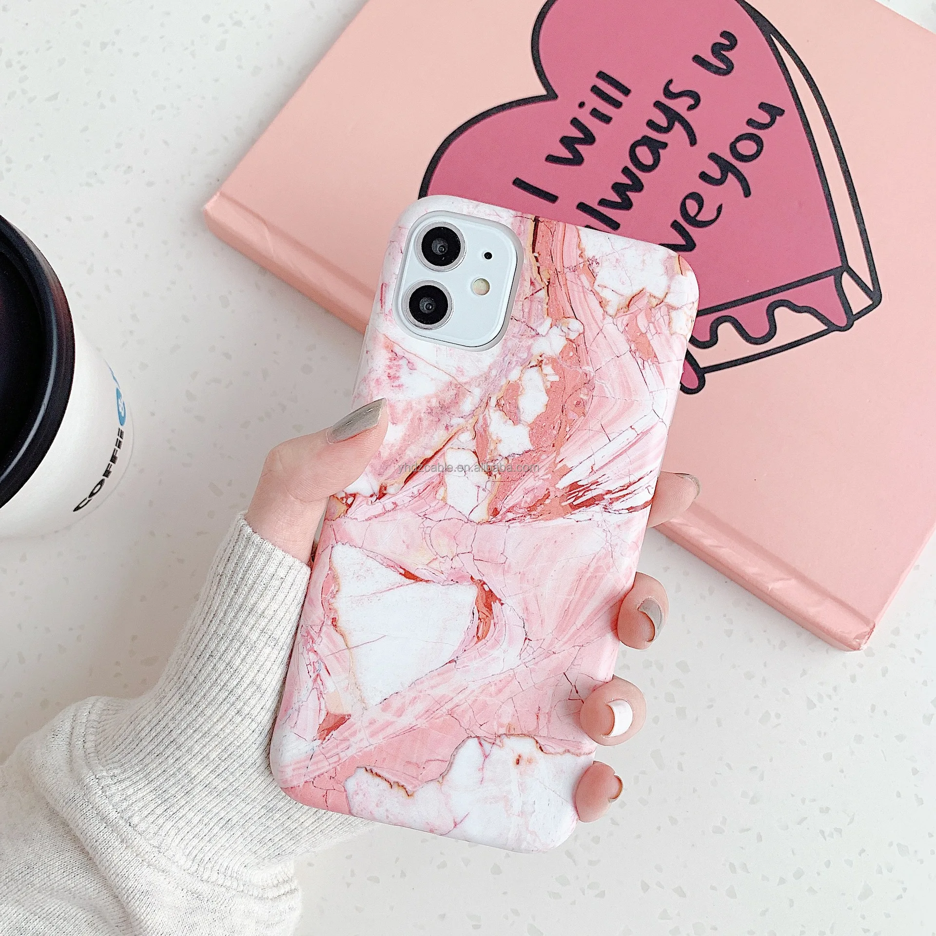 Simple marble pattern mobile phone shell anti-fall protective cover TPU material soft shell for Apple 13 mobile phone shell