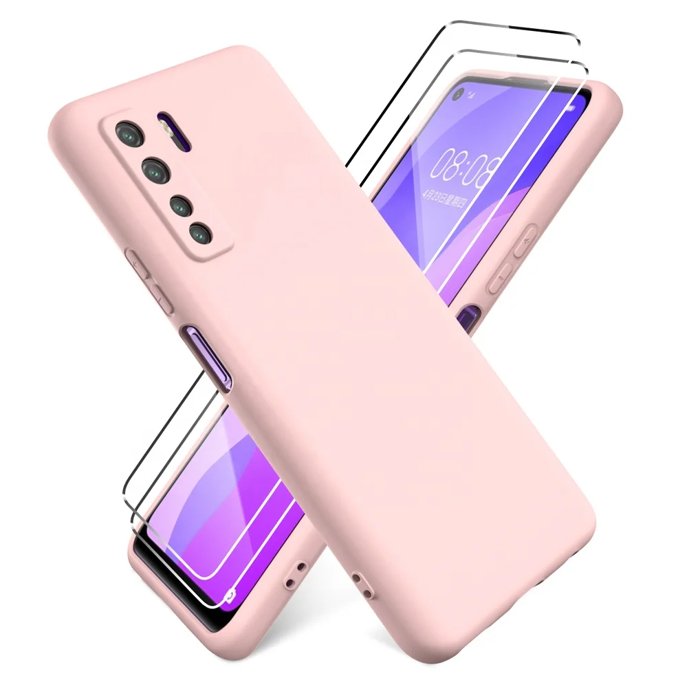 цветов из жидкого силикона мягкий резиновый чехол для мобильного телефона с 2 шт протектор экрана для Huawei Nova 7se