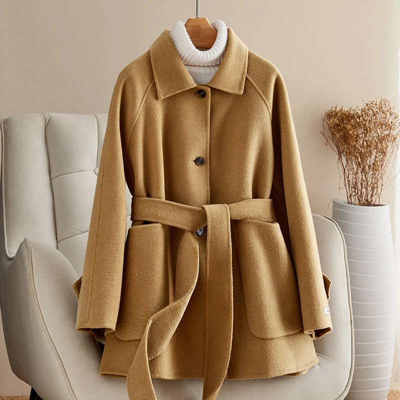 Wholesale European Fall Coats Double Breasted Long Windbreaker Women Green Long Coats Casual Jacket Women Trench Coat