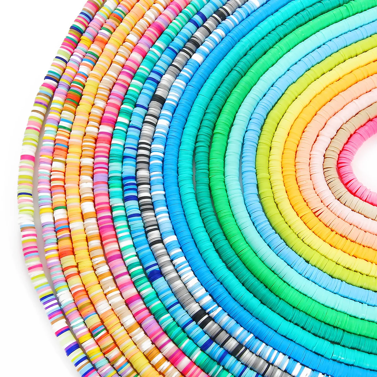SOJI Cheap 6mm Mixed Loose Clay Spacer Vinyl Heishi Chip Disc Polymer Clay Beads DIY Beads Strand For Bracelet Necklace Making