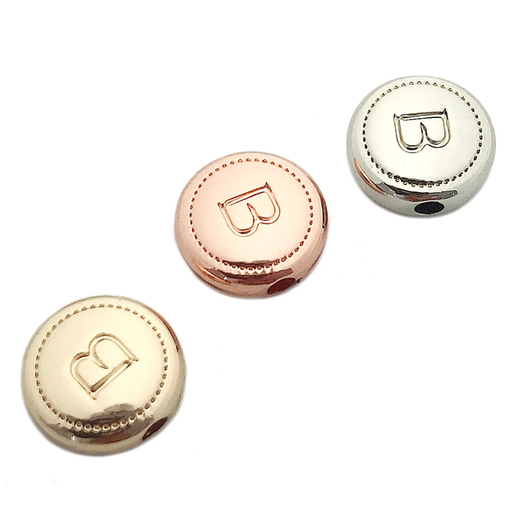 Custom metal stamped fashion branded logo beads making jewelry tags for bracelet