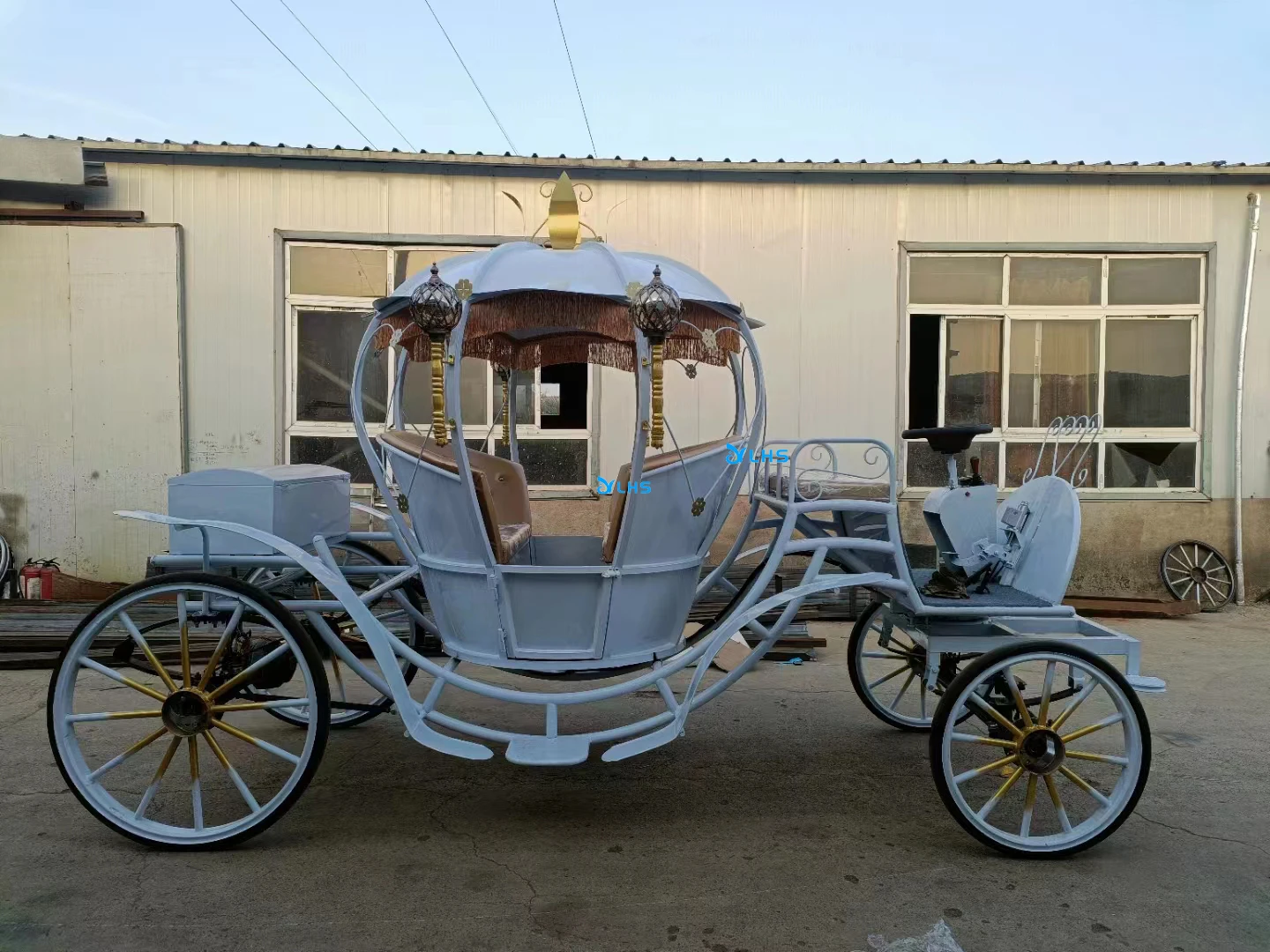 Luxury marathon horse cart customized elegant pumpkin wedding carriage electric cinderella horse carriage for wedding