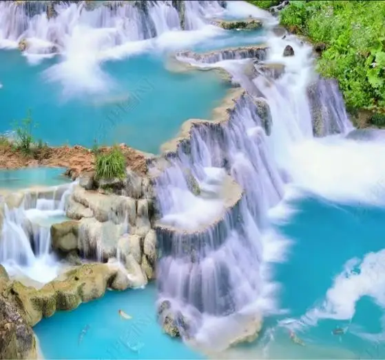 Водопад 3D самоклеящаяся напольная декоративная наклейка, огнестойкая напольная наклейка, низкая цена