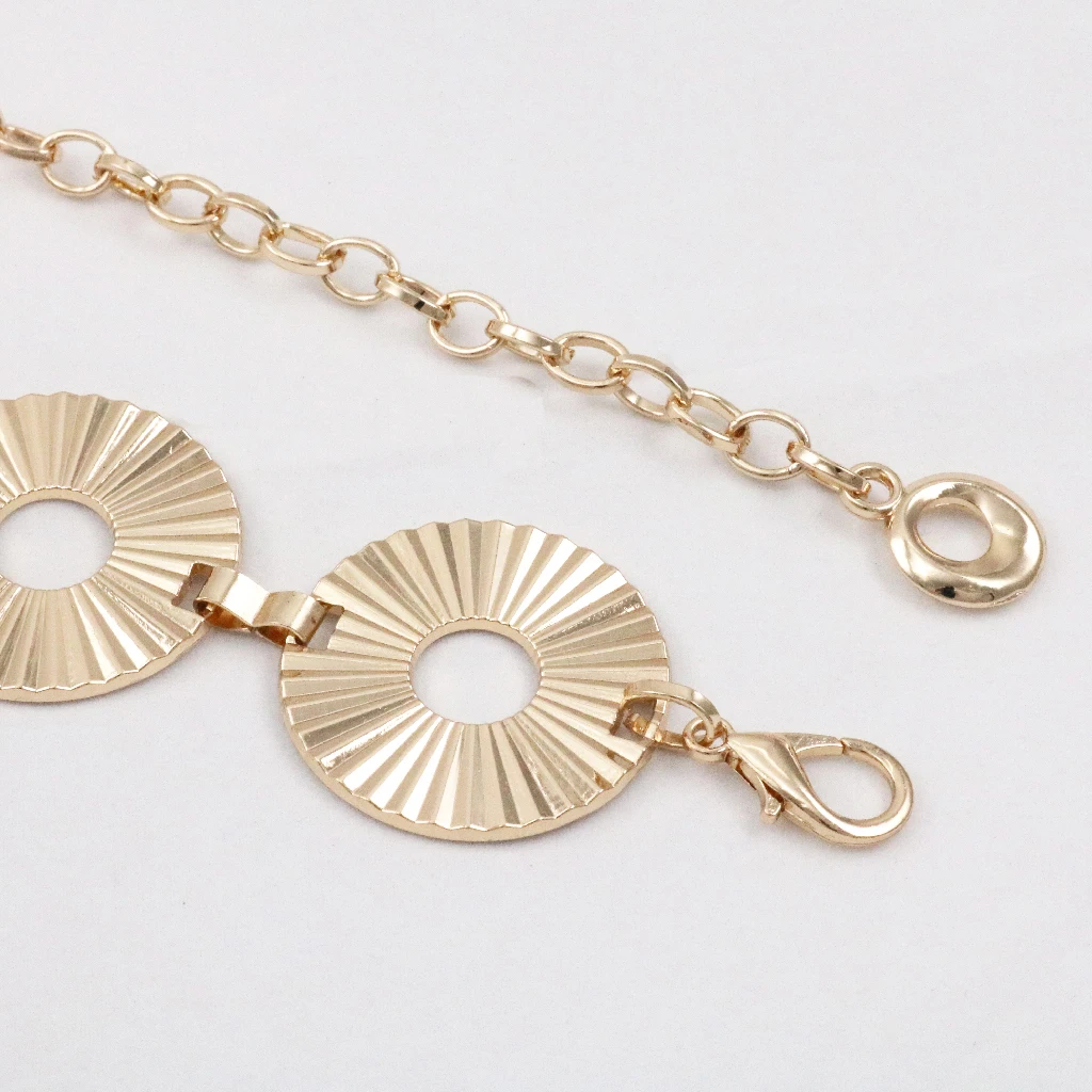 Fashion Metal Round Adjustable Beautiful Light Gold Adjustable Cowgirl Waist Coin Chain Golden Belt Cadena De Cintura