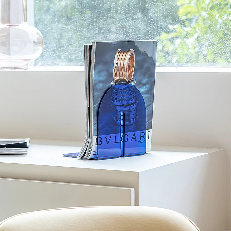 Clear Design Non-Slip Bookracks for Bedroom Library Office School Decoration Gift Plastic Acrylic Bookends