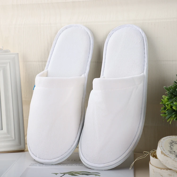 Оптовая продажа, индивидуальные полуготовые бархатные Тапочки с низом EVA, одноразовые тапочки для отеля