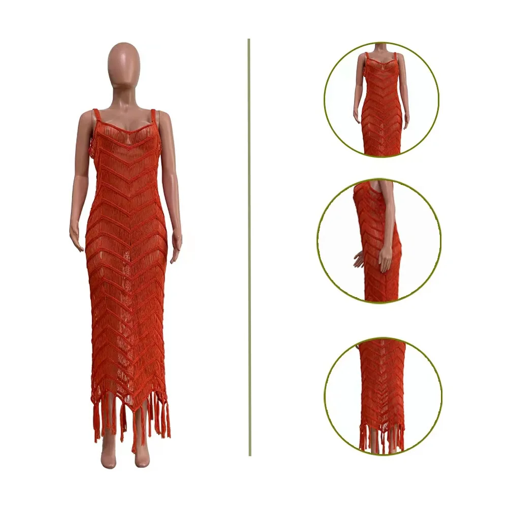 JL819 Fashion Women Summer Casual Dresses Knitting Beach Dress Women Elegant Long Summer Dress