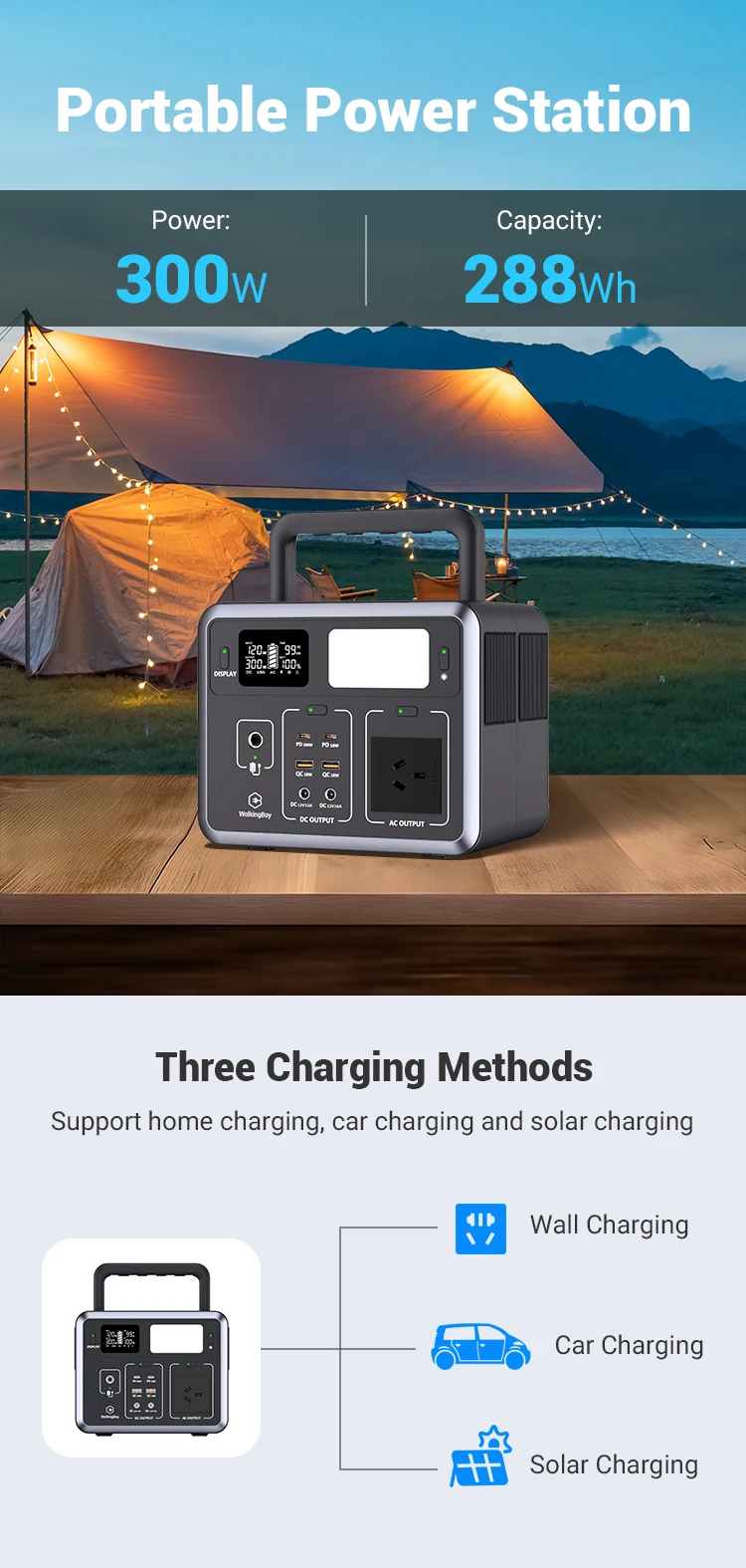 300W 288Wh With UPS Pure Sine Wave Best Backup Power Supply Portable Power Supply Power Station Portable Station
