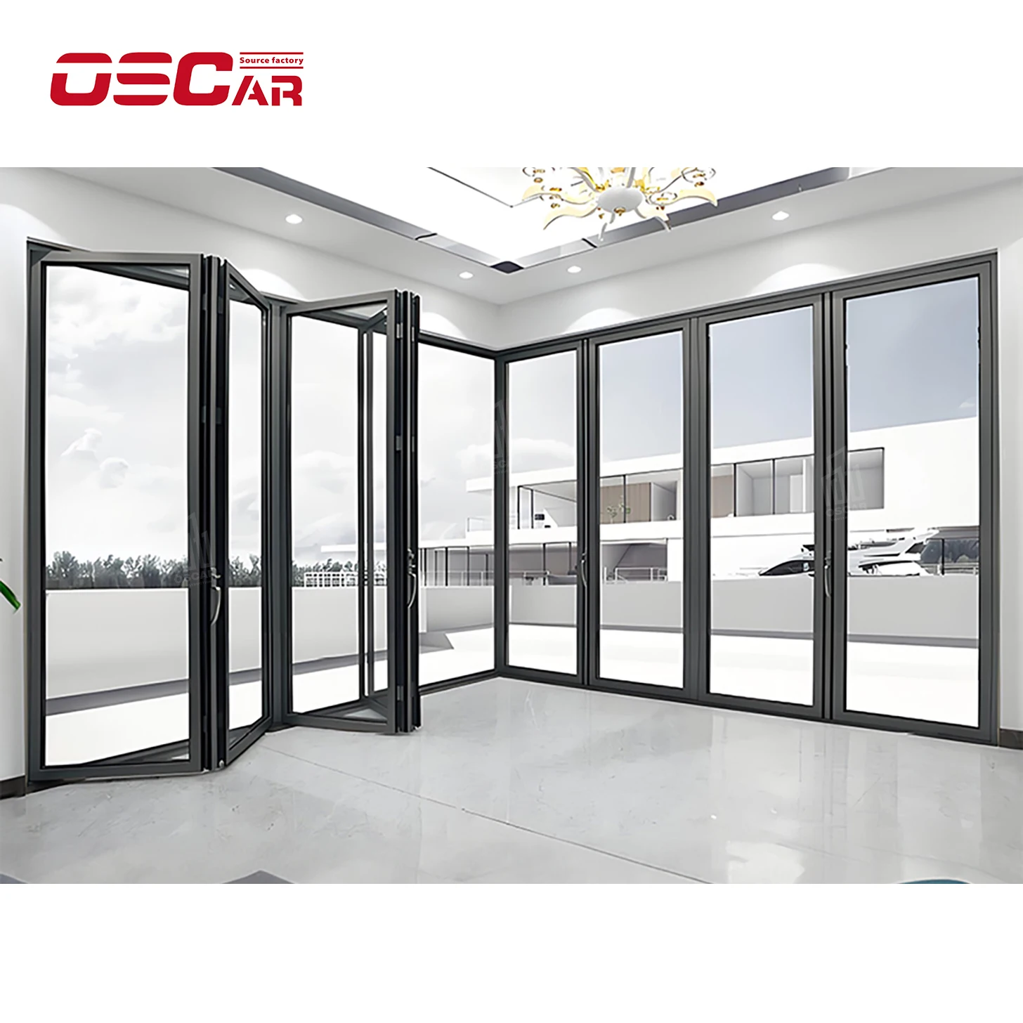 Oscaracso Canadian style Aluminum Alloy frame flip out window Commercial use gas strut pass through windows Exterior awning wind