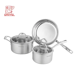 Tri-Ply Steel Happy Baron  German Cookware Set Stainless Steel Pan And Pot Set
