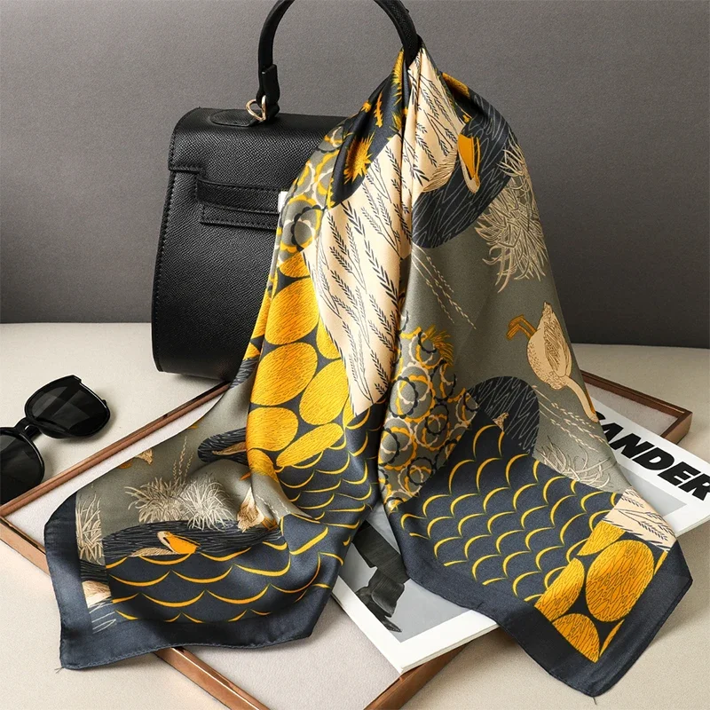 Простой минималистский стиль атласный маленький квадратный шарф 70 см мужские и женские пары хиджаб головной убор