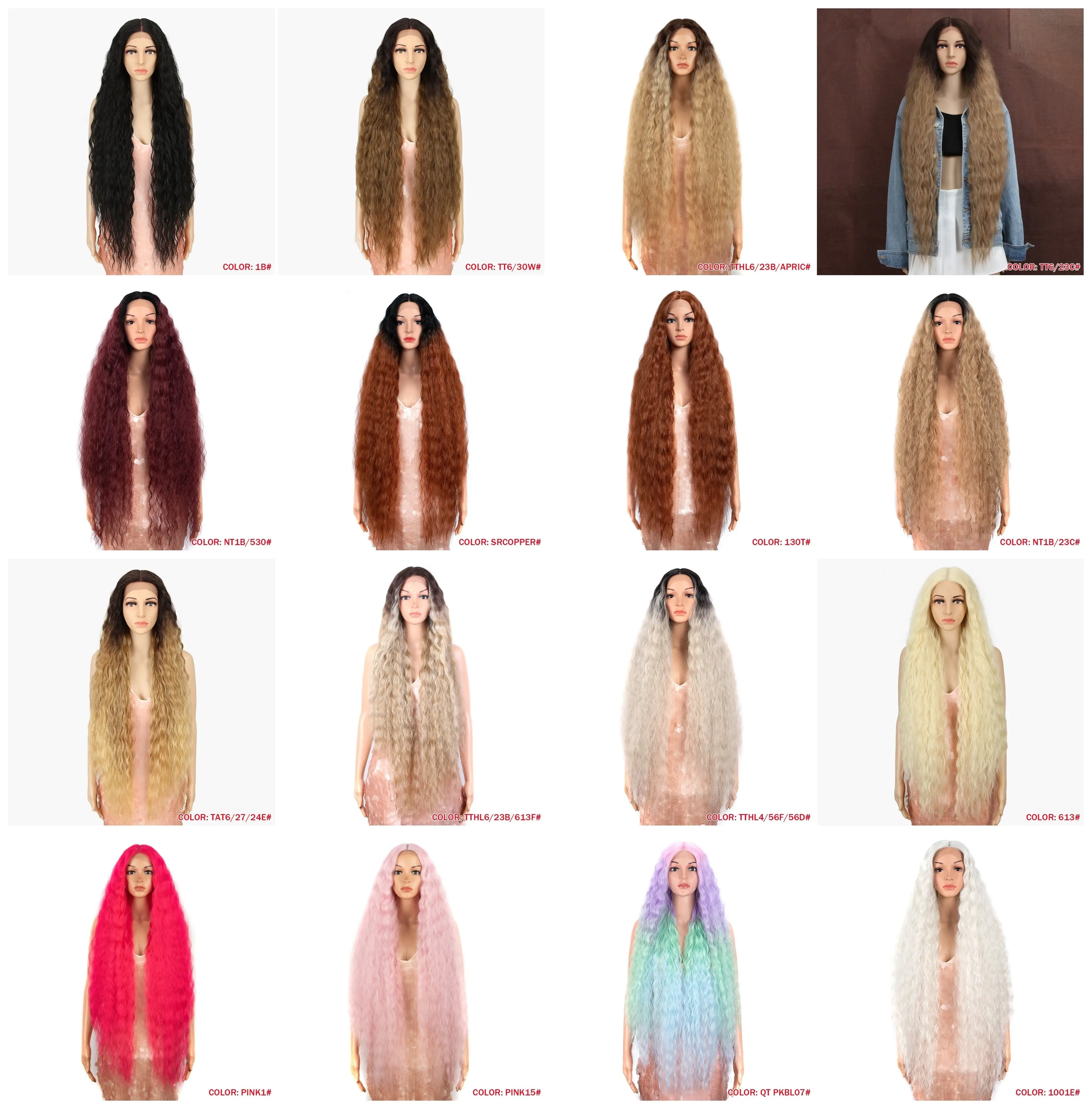 Ombre Wig Women Synthetic Lace Front Wigs Blonde for Black High Quality Premium Fiber Heat Resistant Long Curly Wigs Synthetic