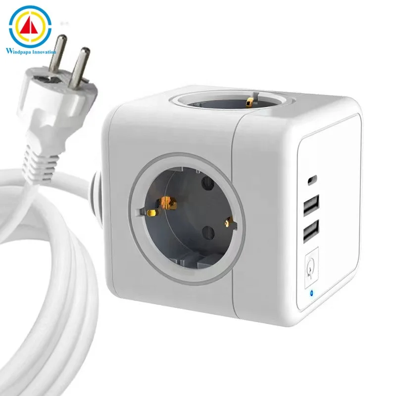 OEM стандарт ЕС кубический удлинитель с USB портами Тип C CE Выходные розетки удлинителем 1 5 м электрический выключатель шарик