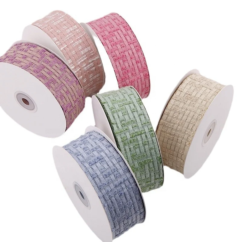Korea checked Thick knitted fabric ribbon handmade diy bow hair accessories garment hats decoration bows ribbon material