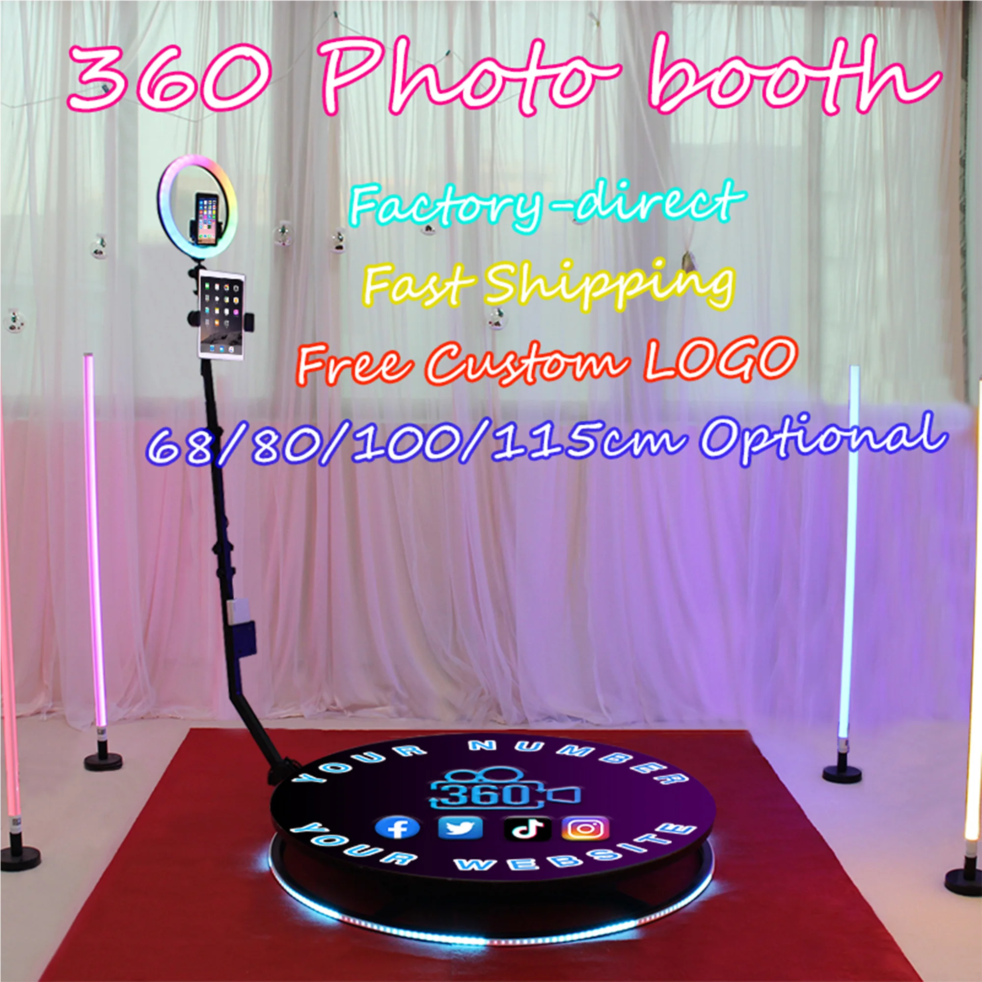 High quality 360 photo booth video booth spin booth iPad /Camera /phone 360 degree photo booth Automatic Manual Spin