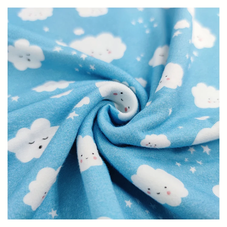 Breathable Cotton Knitting Fabric cotton jersey fabric custom printed for baby clothes