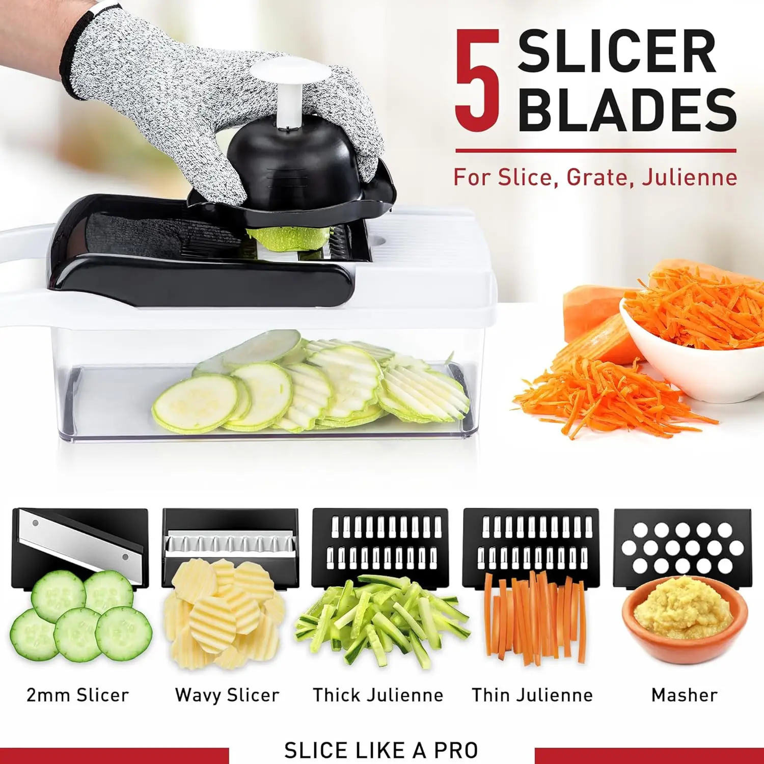 26 in 1 Vegetable Chopper Multifunction Onion Dicer Spiralizer for Veggie Cutter Mandoline Slicer Food Chopper with Container