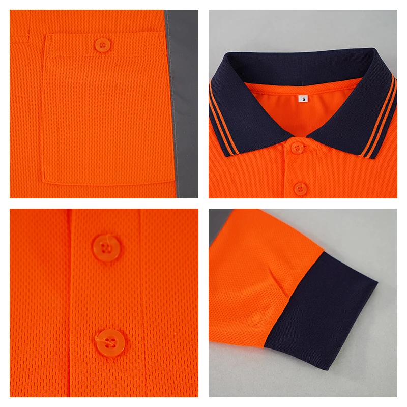 LX Factory Hi Vis Yellow Red Reflective Safety Polo Shirts Reflective Long Sleeve Short Sleeve Construction Work Polo Shirts