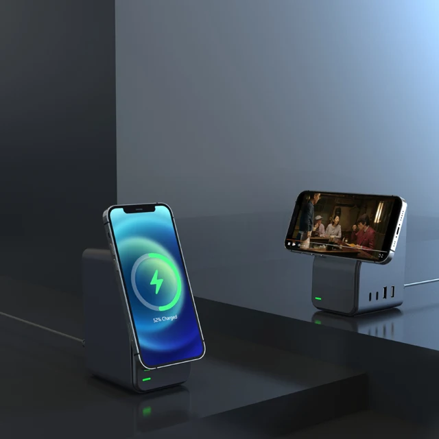 Qi Wireless Magnet Charger 5 In 1 Multi Fast 15w Magnetic Stand Dock For Iphone