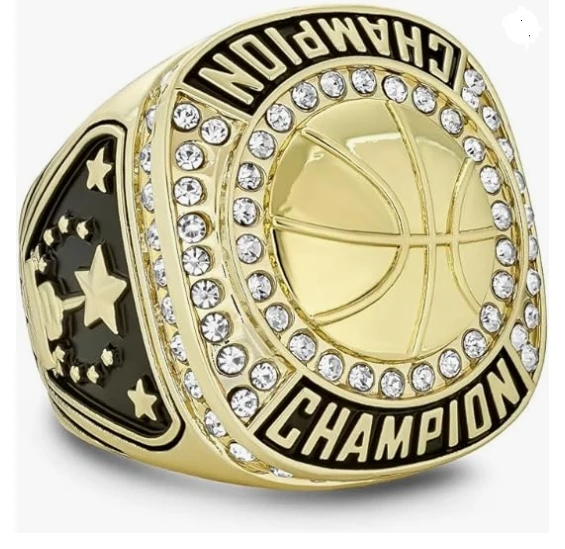 Custom Gold Basketball Champion Rings Trophy Award Gift Championship Ring For Winner Tournament