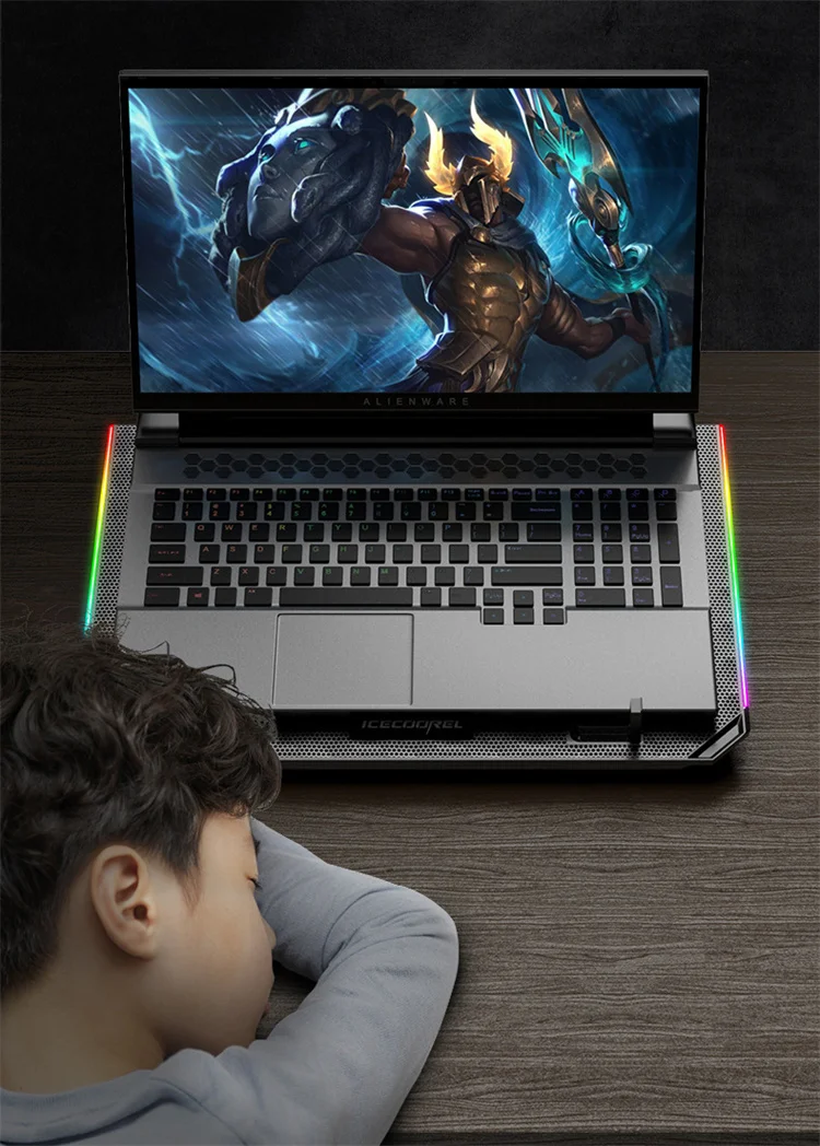 Adjustable Laptop Cooling Stand  With RGB Backlight Gaming Laptop Cooling Pad For Desk