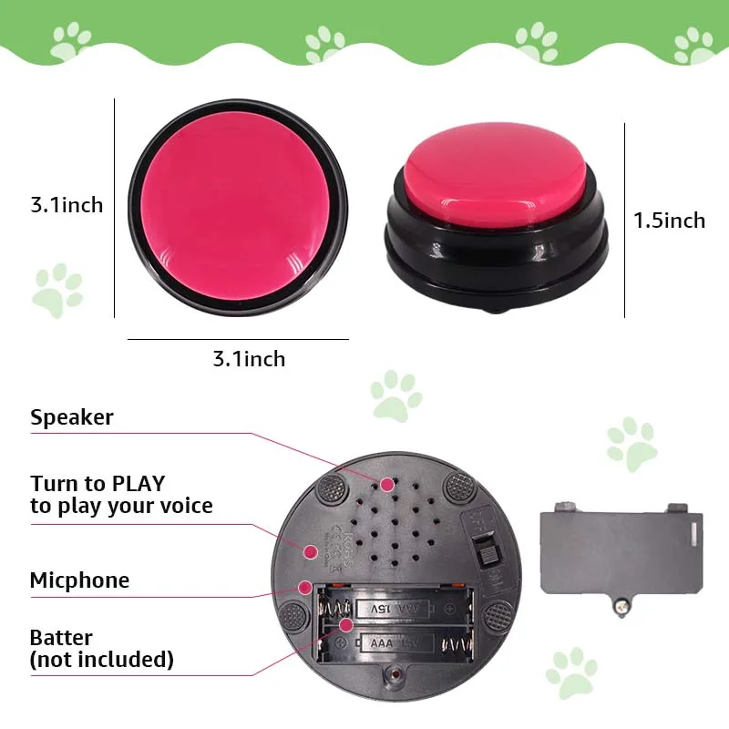 Factory Custom Wholesale Pet Talk Training Buzzer Dog Voice Recordable Communication Button