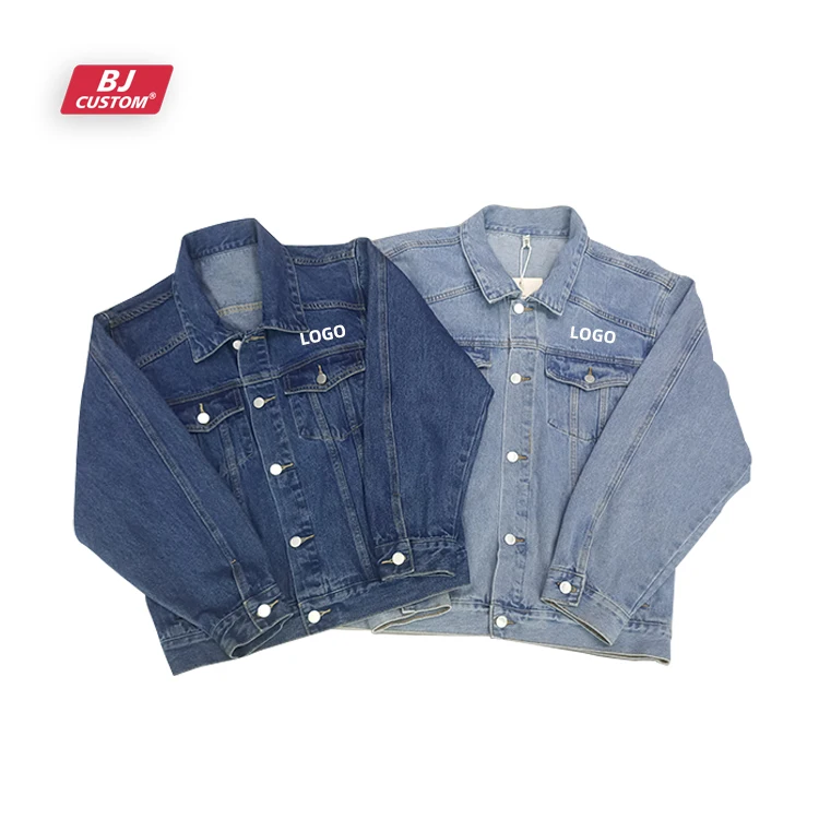 Jeans Jacket BJ Custom Mens Long Ripped Blue Denim Jackets For UNISEX