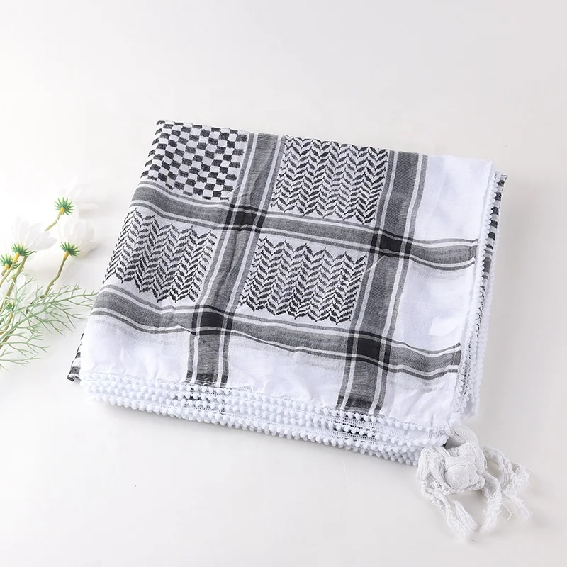 Black plaid Hiking shimagh Shemagh arab scarf Desert kuffiyeh palestine keffiyeh Wrap 130*130cm Islamic Mens Square Scarf Unisex