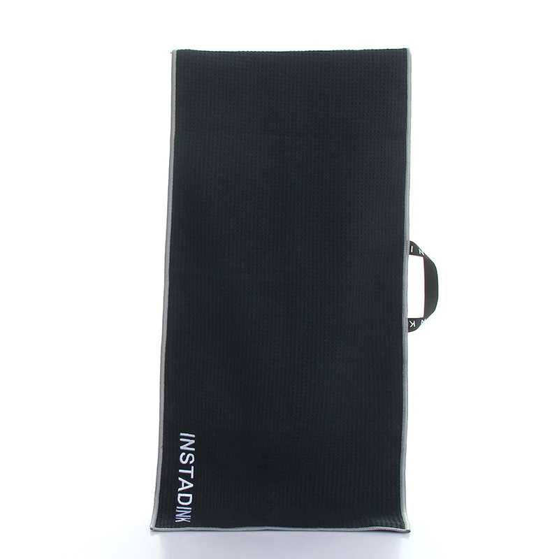 Custom Embroidered Logo Tri Fold Micro Fiber Waffle Weave Style Microfiber Golf Towel With Grommet