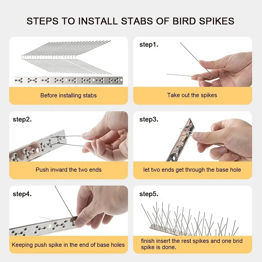 Upgraded Bird Spikes for Outside Squirrel Raccoon Pigeon Cat Animal Deterrent Spikes