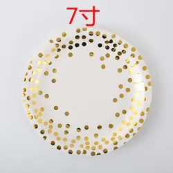Gold Dot Napkins Disposable Tableware Paper Napkin Cups Knifes Forks Spoons Tablecloth Plates Straws for Wedding Birthday Party