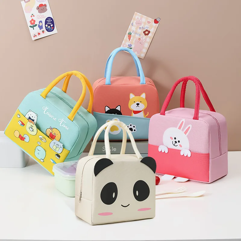 New Cartoon Student Tote Lunch Cooler Bag Heavy-duty Aluminum Foil Picnic Handbag Insulated Bento Bag For Kids