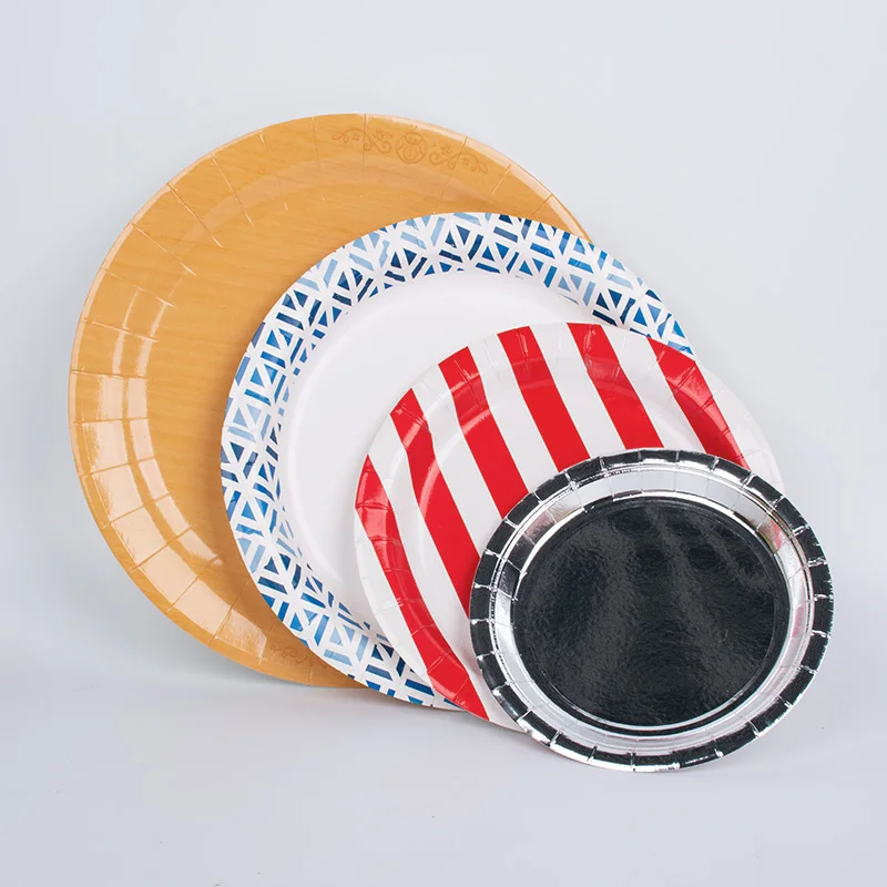 Good Material 6 Inch 7 Inch 9 Inch 10 Inch Custom Printing LOGO Kraft Disposable Paper Plates For Party