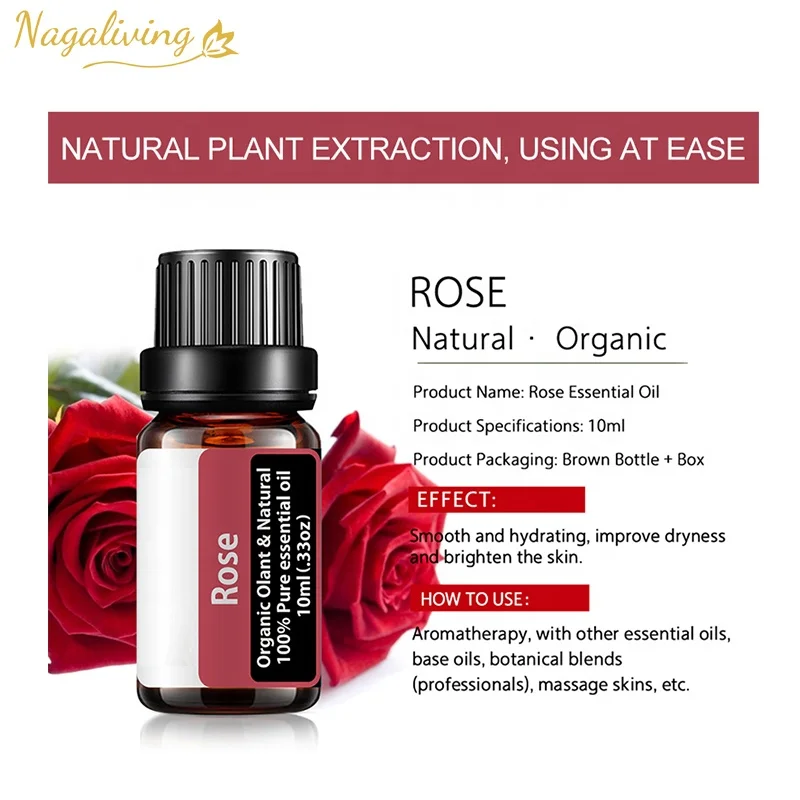 Manufacturer and wholesale Nagaliving 100% pure Essential oil set petal lavender rose essential oil for face body and hair