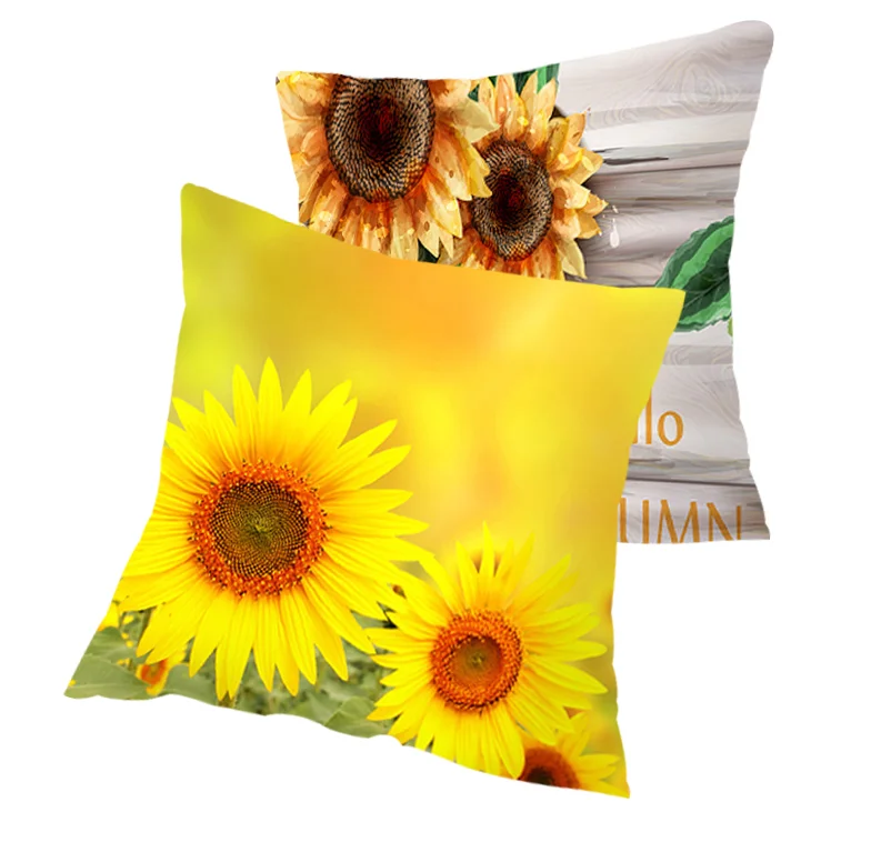 Best sell vintage style sunflower cushion cover yellow decorative cushion cover for sofa home decoration