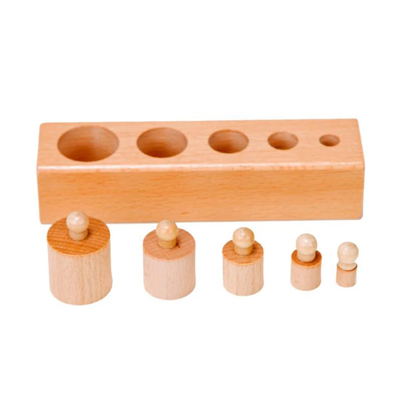 Montessori Education Toy Kids Early Educational Sensory Teaching Aids Wooden Cylinder Socket Blocks Toys