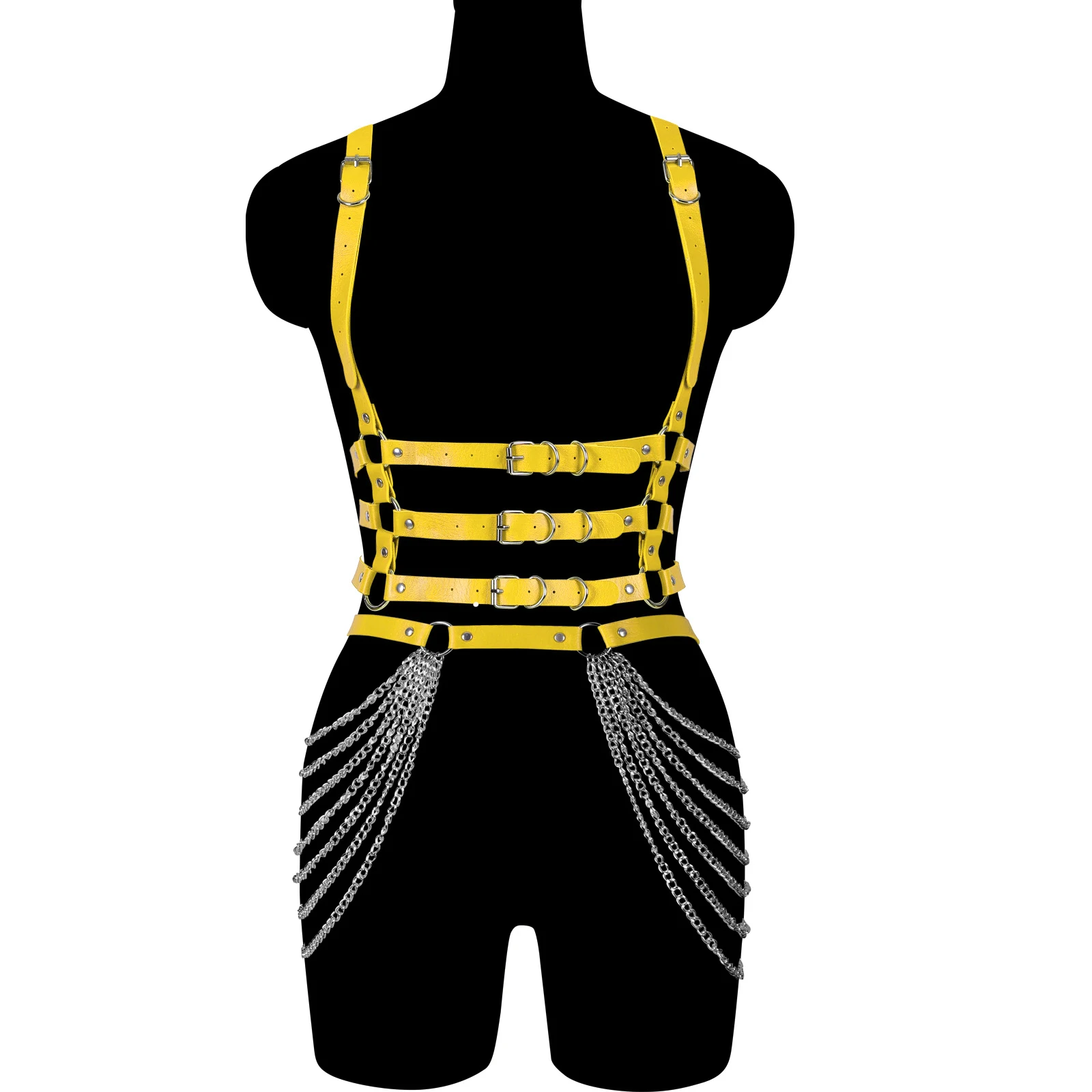 Сексуальное эротическое женское нижнее белье с цепочкой на грудь, комплекты сексуального кожаного нижнего белья, костюм для вечеринки