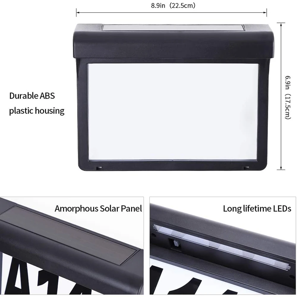 8.9inch Small Size Solar House Number Light Address Sign LED Solar Lamp Outdoor Waterproof Plaque Lighting for Home Yard Street