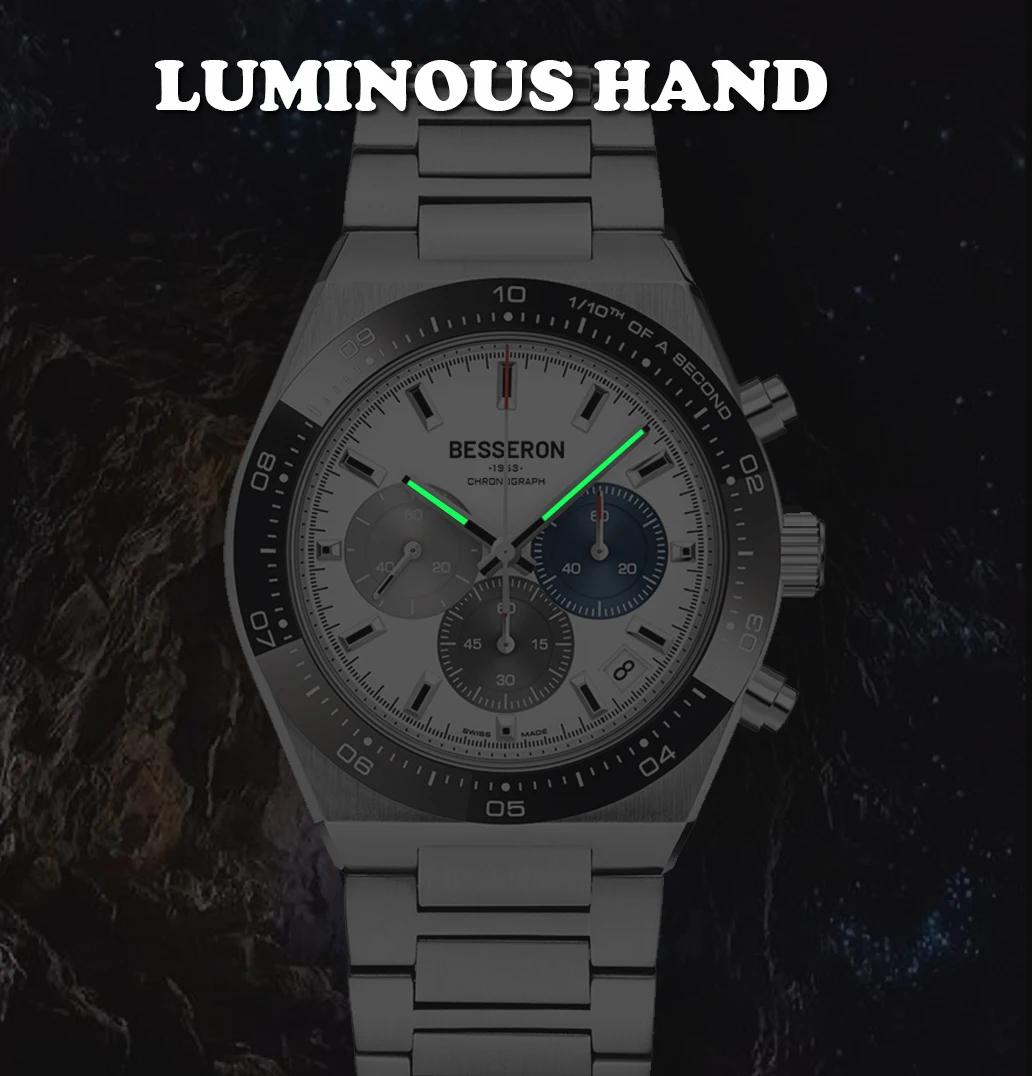 Multifunctional Three Eyes Cadran Montre Black Waterproof High-end Business chronograph Quartz Watch Japan Vd53 Movement Watch