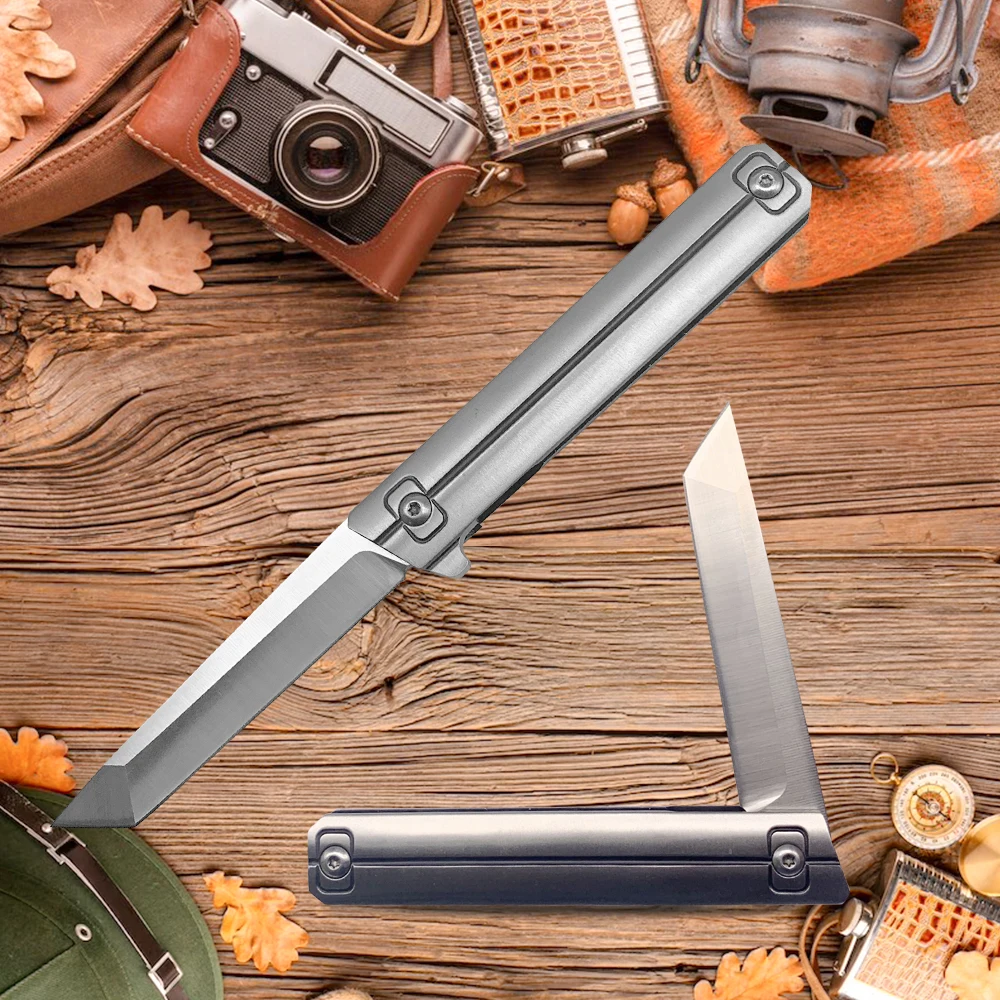 Tanto 3cr13 steel blade stainless steel handle tactical hunting knife unboxing folding lock hiking knife