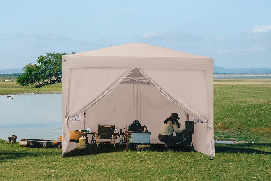 Factory custom outdoor windproof rain pentagon pergola camping fishing gazebo style big tent