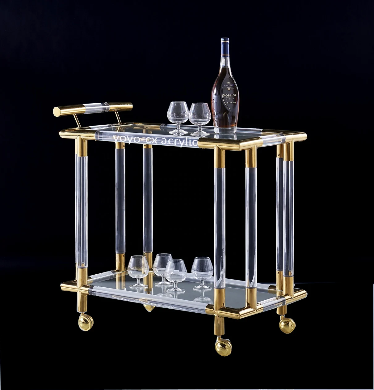 2024 фабричная Роскошная Высококачественная индивидуальная красивая прозрачная акриловая тележка для вина